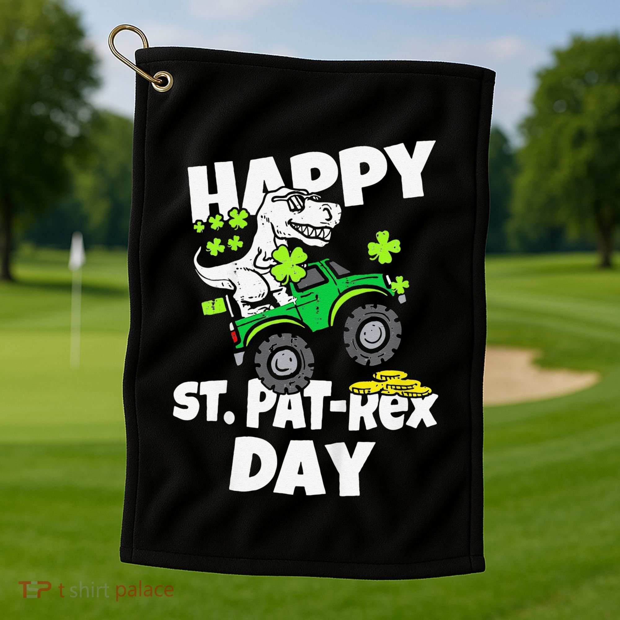 Happy St Pat T Rex Saint Patrick's Day Dinosaur Love Golf Towel