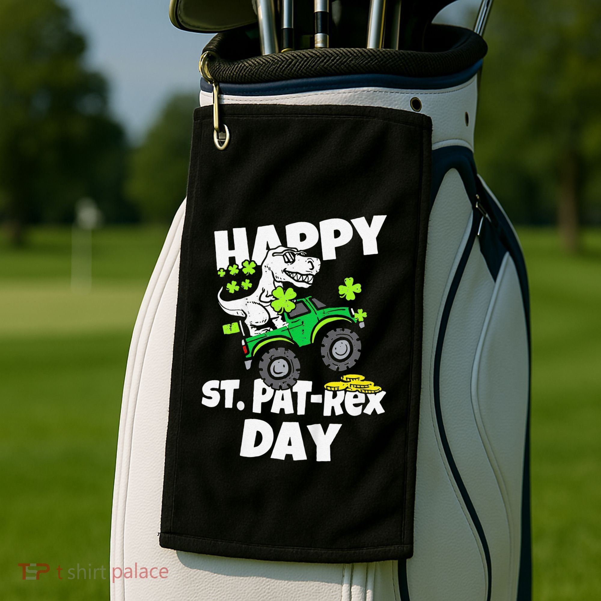 Happy St Pat T Rex Saint Patrick's Day Dinosaur Love Golf Towel