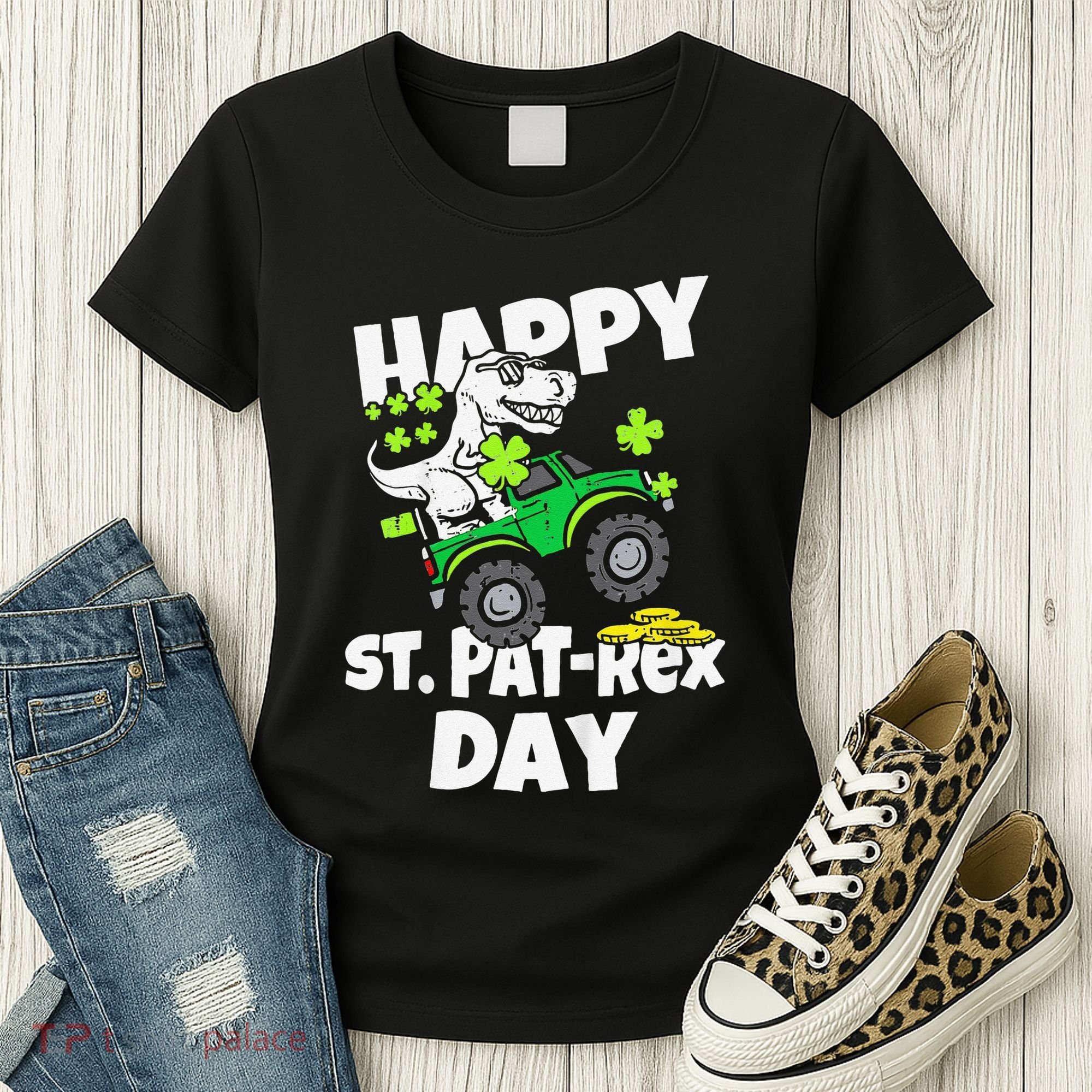 Happy St Pat T Rex Saint Patrick's Day Dinosaur Love Women's T-Shirt