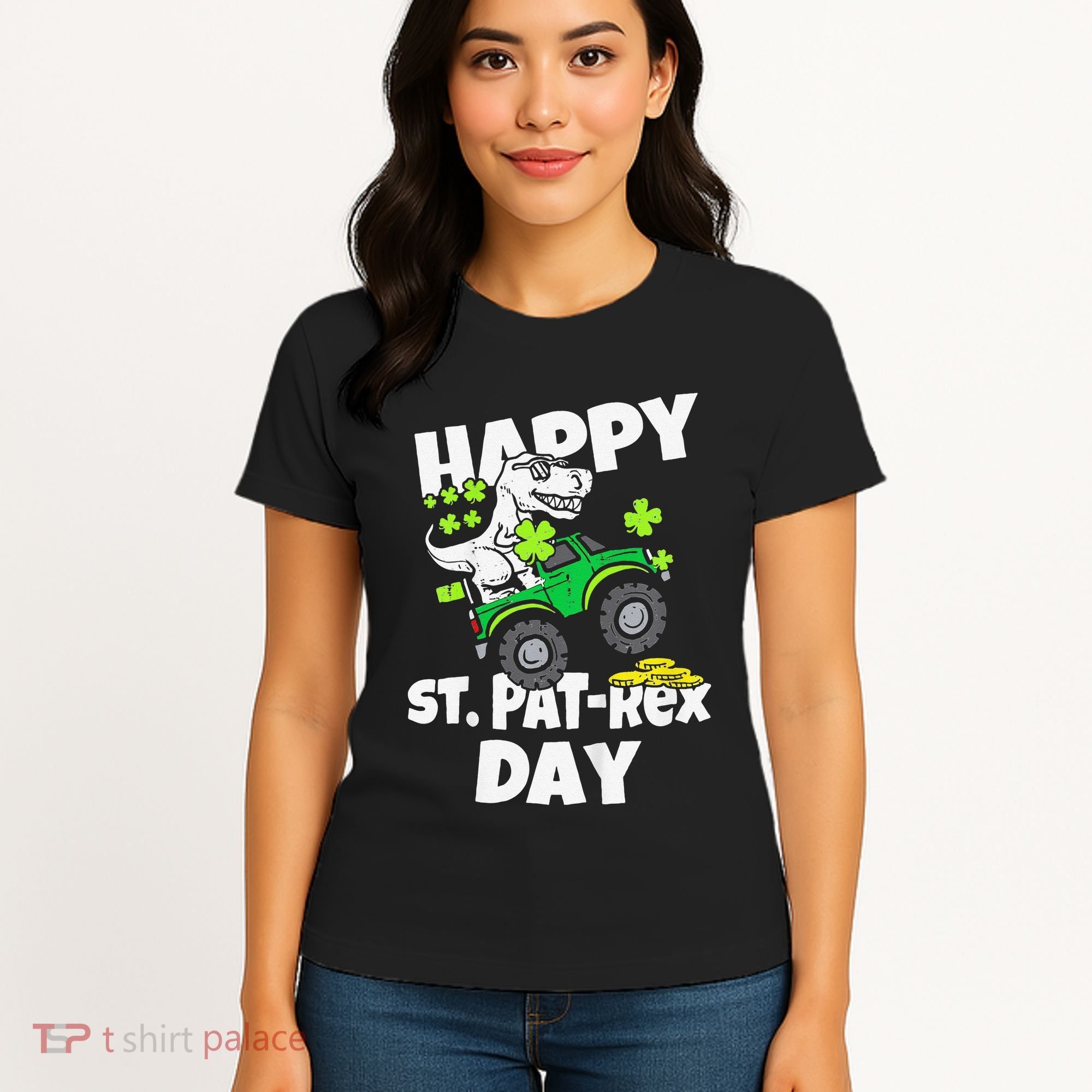 Happy St Pat T Rex Saint Patrick's Day Dinosaur Love Women's T-Shirt