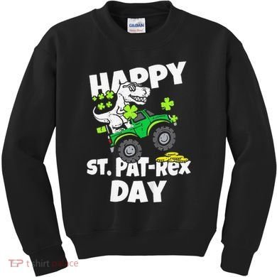 Happy St Pat T Rex Saint Patrick's Day Dinosaur Love Kids Sweatshirt