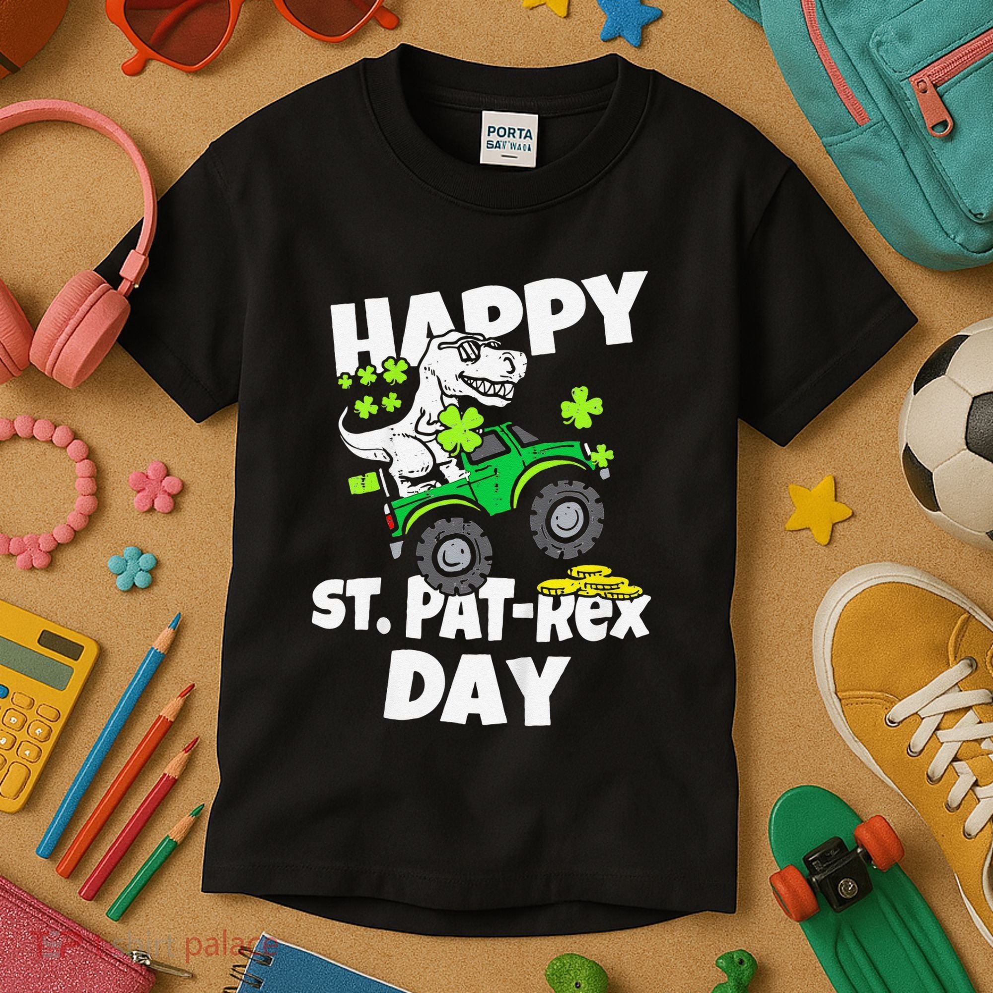 Happy St Pat T Rex Saint Patrick's Day Dinosaur Love Kids T-Shirt