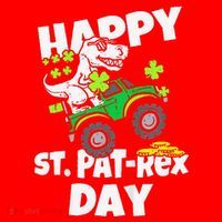 Happy St Pat T Rex Saint Patrick's Day Dinosaur Love Santa Hat thumb 1
