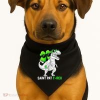 Happy St Pat T Rex Saint Patrick's Day Dinosaurs Funny Happy USA-Made Doggie Bandana thumb 1