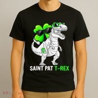 Happy St Pat T Rex Saint Patrick's Day Dinosaurs Funny Happy T-Shirt thumb 3