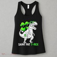 Happy St Pat T Rex Saint Patrick's Day Dinosaurs Funny Happy Women's Tank Top thumb 3