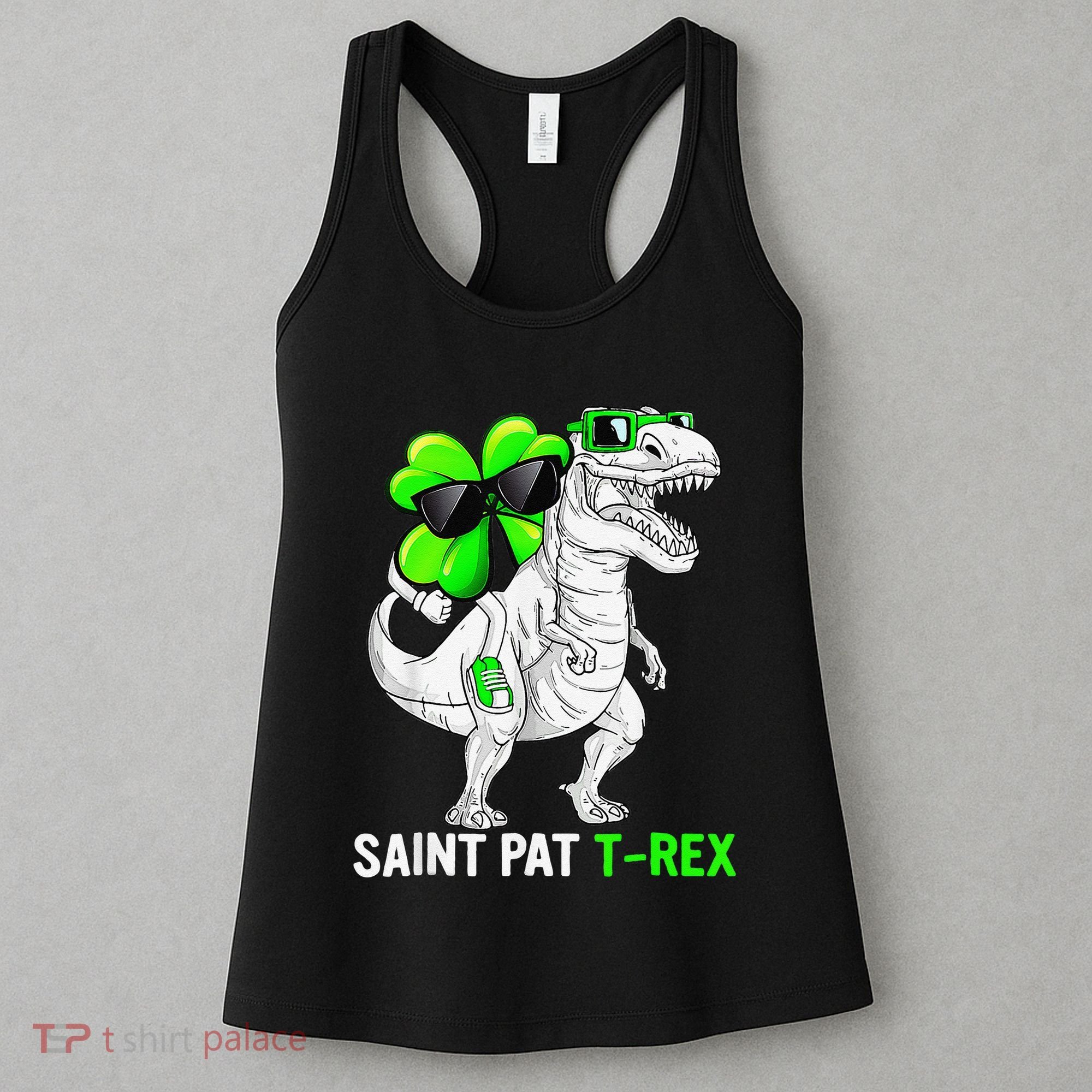 Happy St Pat T Rex Saint Patrick's Day Dinosaurs Funny Happy Women's Tank Top