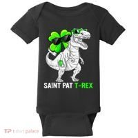 Happy St Pat T Rex Saint Patrick's Day Dinosaurs Funny Happy Baby Bodysuit thumb 0