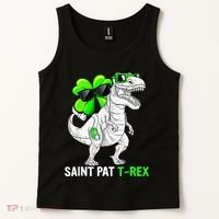 Happy St Pat T Rex Saint Patrick's Day Dinosaurs Funny Happy Tank Top thumb 2