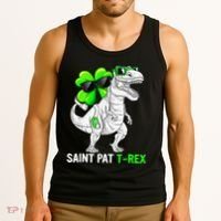 Happy St Pat T Rex Saint Patrick's Day Dinosaurs Funny Happy Tank Top thumb 3