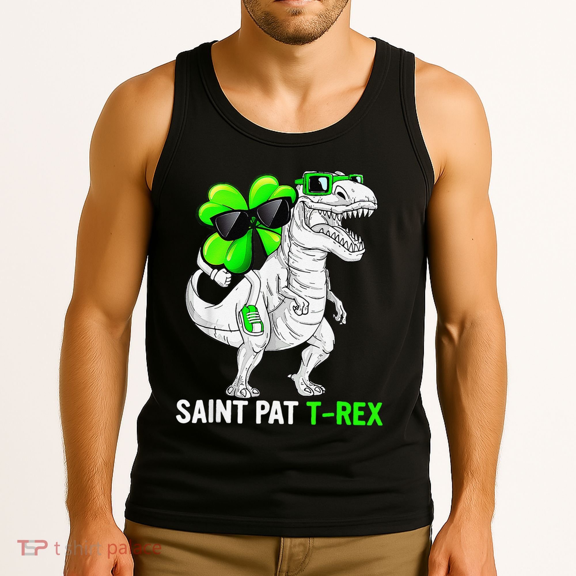 Happy St Pat T Rex Saint Patrick's Day Dinosaurs Funny Happy Tank Top