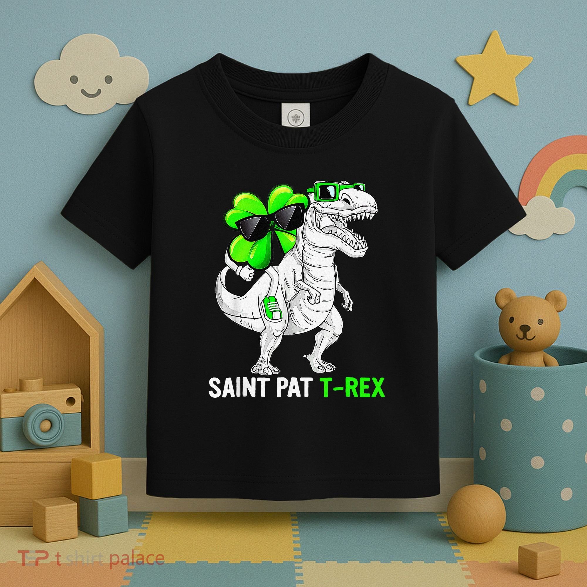 Happy St Pat T Rex Saint Patrick's Day Dinosaurs Funny Happy Toddler T-Shirt