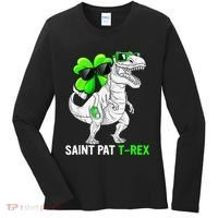 Happy St Pat T Rex Saint Patrick's Day Dinosaurs Funny Happy Women's Long Sleeve Shirt thumb 0