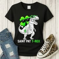 Happy St Pat T Rex Saint Patrick's Day Dinosaurs Funny Happy Women's T-Shirt thumb 3