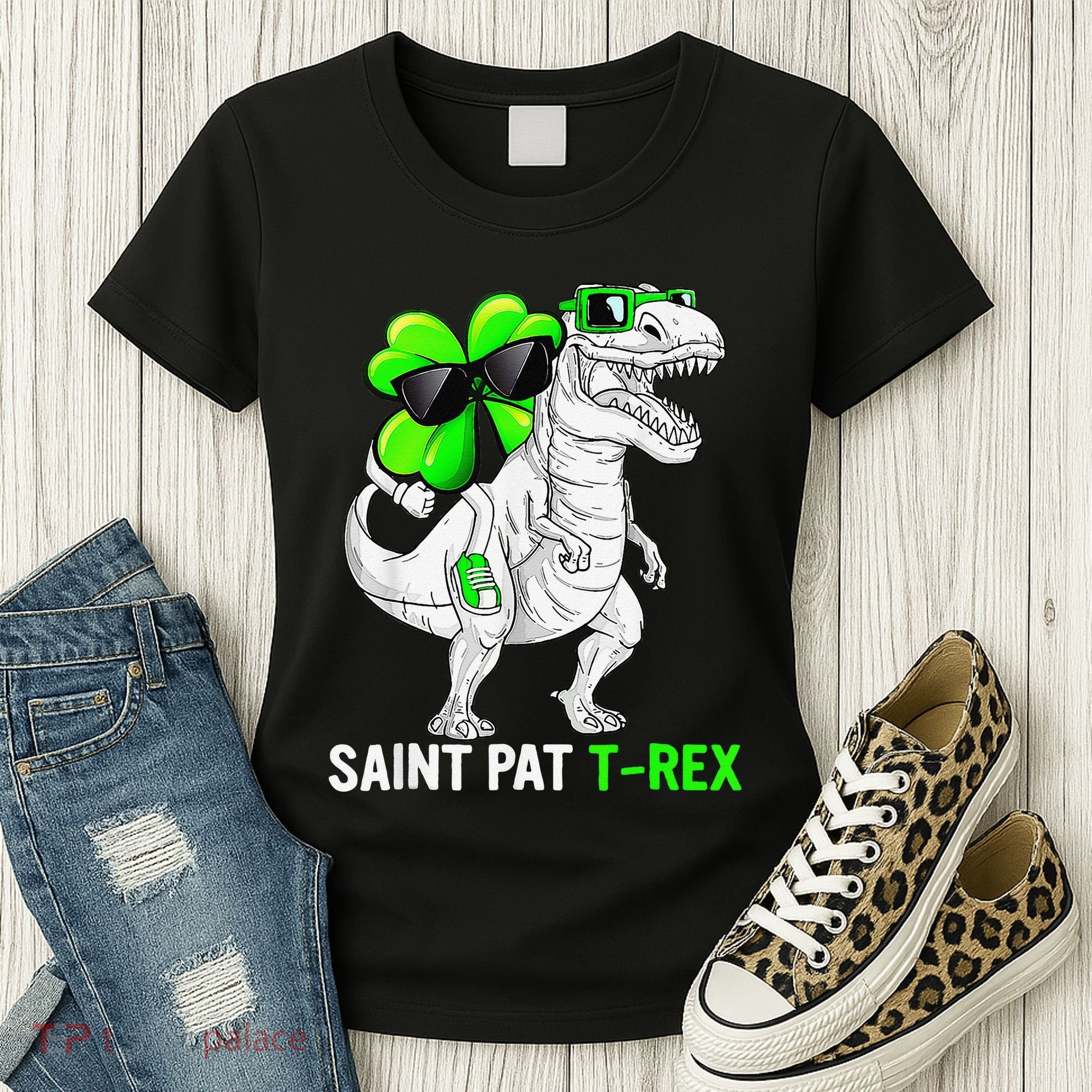 Happy St Pat T Rex Saint Patrick's Day Dinosaurs Funny Happy Women's T-Shirt