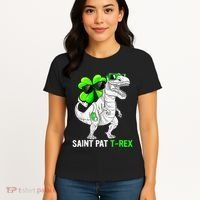 Happy St Pat T Rex Saint Patrick's Day Dinosaurs Funny Happy Women's T-Shirt thumb 4