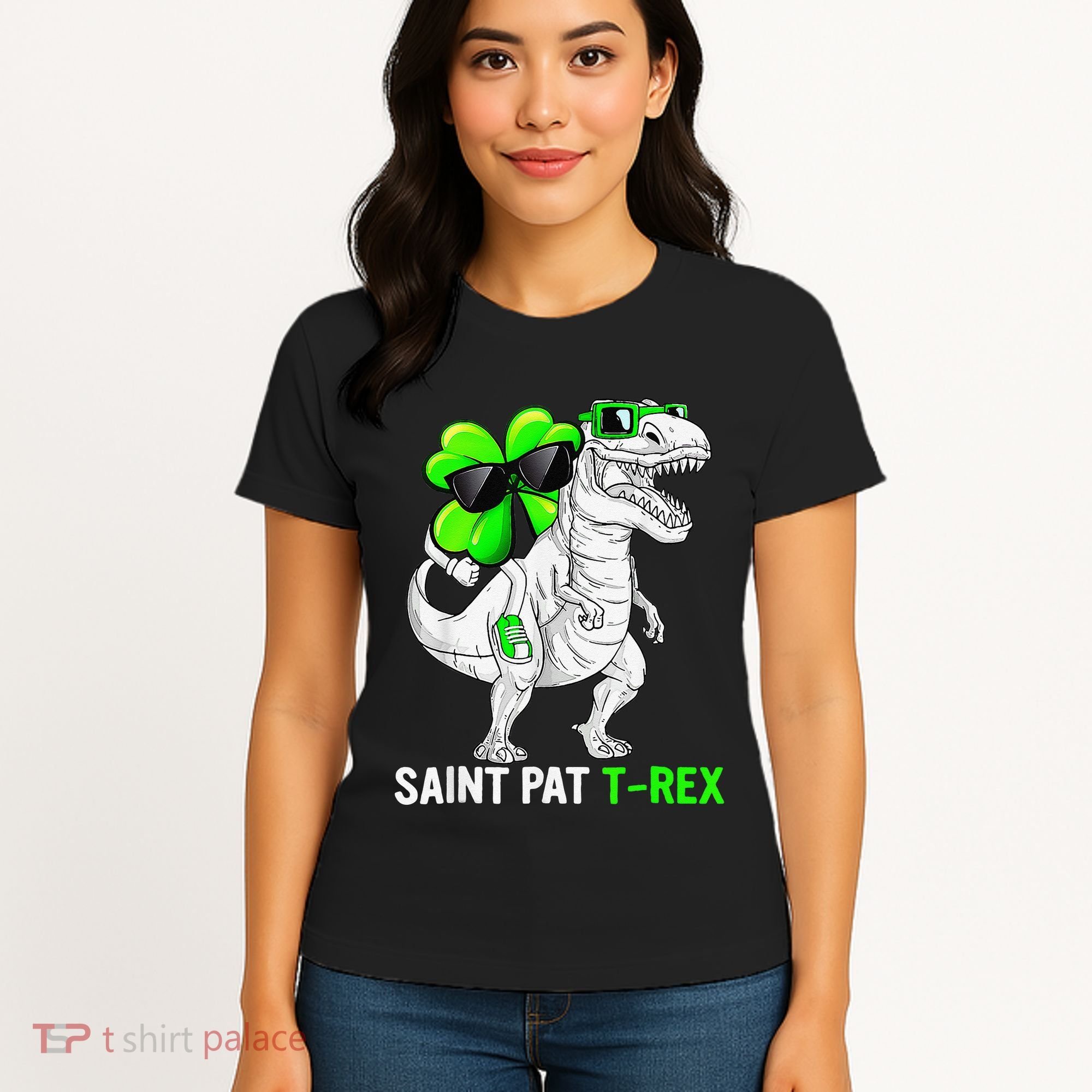 Happy St Pat T Rex Saint Patrick's Day Dinosaurs Funny Happy Women's T-Shirt