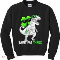 Happy St Pat T Rex Saint Patrick's Day Dinosaurs Funny Happy Kids Sweatshirt thumb 0