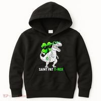 Happy St Pat T Rex Saint Patrick's Day Dinosaurs Funny Happy Kids Hoodie thumb 0