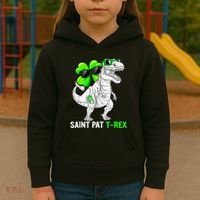 Happy St Pat T Rex Saint Patrick's Day Dinosaurs Funny Happy Kids Hoodie thumb 3