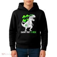 Happy St Pat T Rex Saint Patrick's Day Dinosaurs Funny Happy Kids Hoodie thumb 4