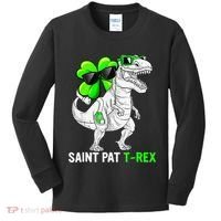 Happy St Pat T Rex Saint Patrick's Day Dinosaurs Funny Happy Kids Long Sleeve Shirt thumb 0