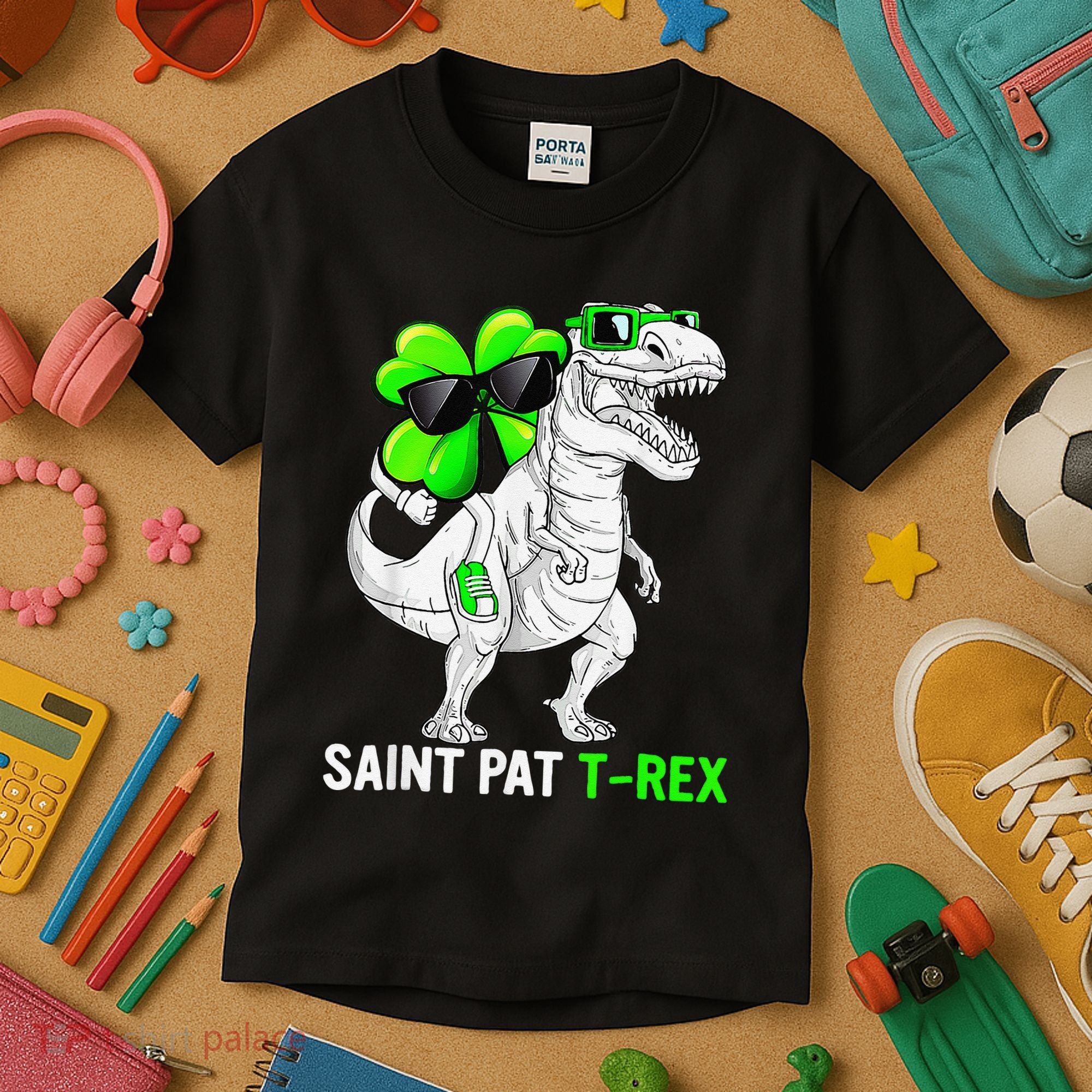 Happy St Pat T Rex Saint Patrick's Day Dinosaurs Funny Happy Kids T-Shirt