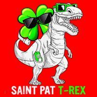 Happy St Pat T Rex Saint Patrick's Day Dinosaurs Funny Happy Santa Hat thumb 1