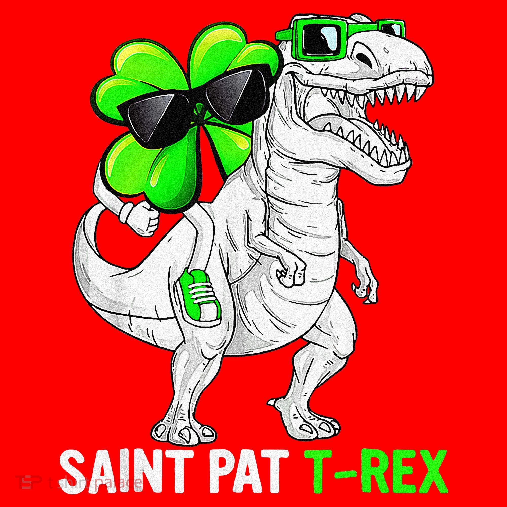 Happy St Pat T Rex Saint Patrick's Day Dinosaurs Funny Happy Santa Hat