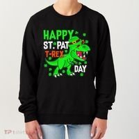 Happy St Pat T Rex Saint Patrick's Day Dinosaurs Happy Cute Women's Sweatshirt thumb 0