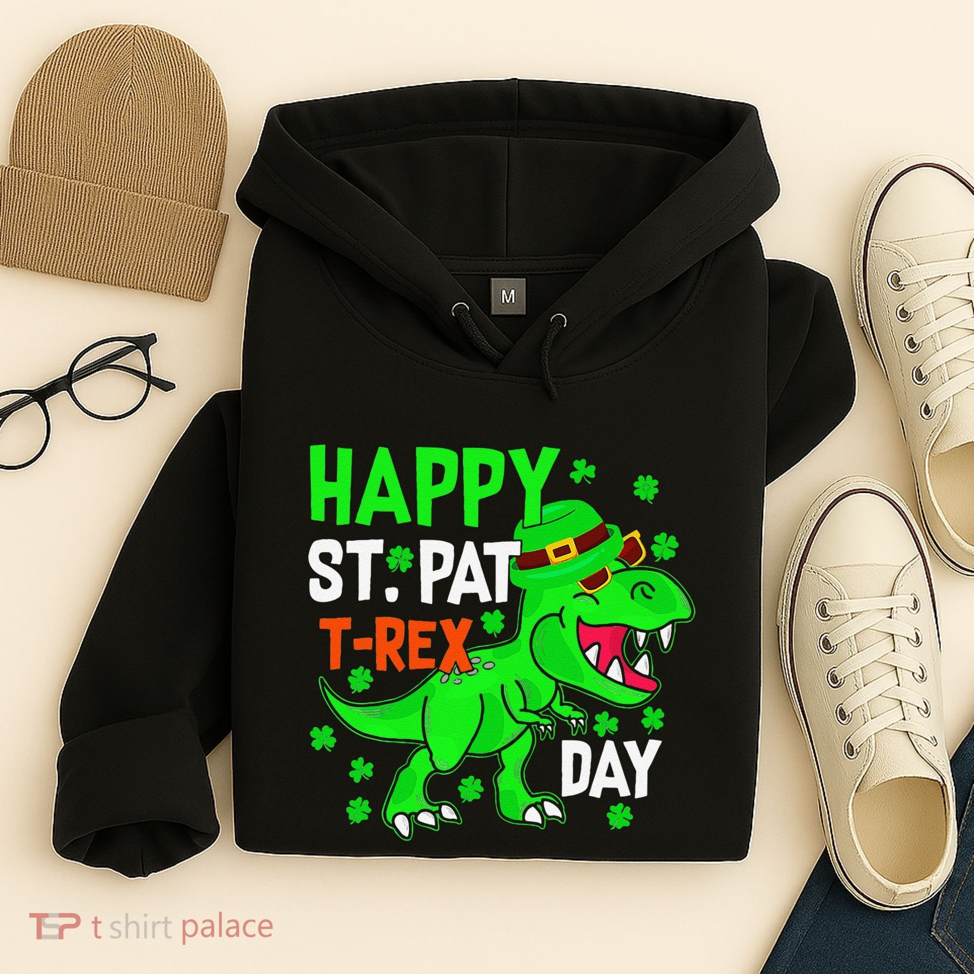 Happy St Pat T Rex Saint Patrick's Day Dinosaurs Happy Cute Hoodie