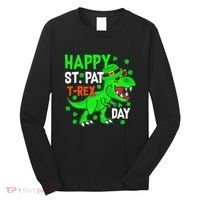 Happy St Pat T Rex Saint Patrick's Day Dinosaurs Happy Cute Long Sleeve Shirt thumb 0