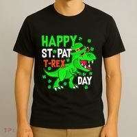 Happy St Pat T Rex Saint Patrick's Day Dinosaurs Happy Cute T-Shirt thumb 3