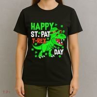 Happy St Pat T Rex Saint Patrick's Day Dinosaurs Happy Cute T-Shirt thumb 4