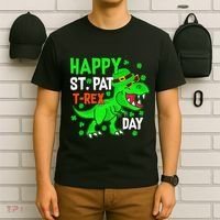 Happy St Pat T Rex Saint Patrick's Day Dinosaurs Happy Cute T-Shirt thumb 6