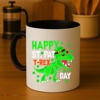 Happy St Pat T Rex Saint Patrick's Day Dinosaurs Happy Cute Coffee Mug thumb 4