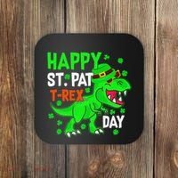 Happy St Pat T Rex Saint Patrick's Day Dinosaurs Happy Cute Coaster thumb 0