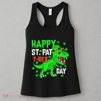 Happy St Pat T Rex Saint Patrick's Day Dinosaurs Happy Cute Women's Tank Top thumb 3