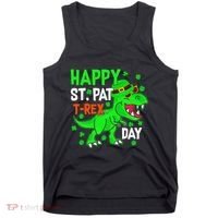 Happy St Pat T Rex Saint Patrick's Day Dinosaurs Happy Cute Tank Top thumb 0