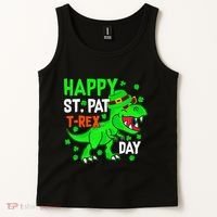 Happy St Pat T Rex Saint Patrick's Day Dinosaurs Happy Cute Tank Top thumb 2