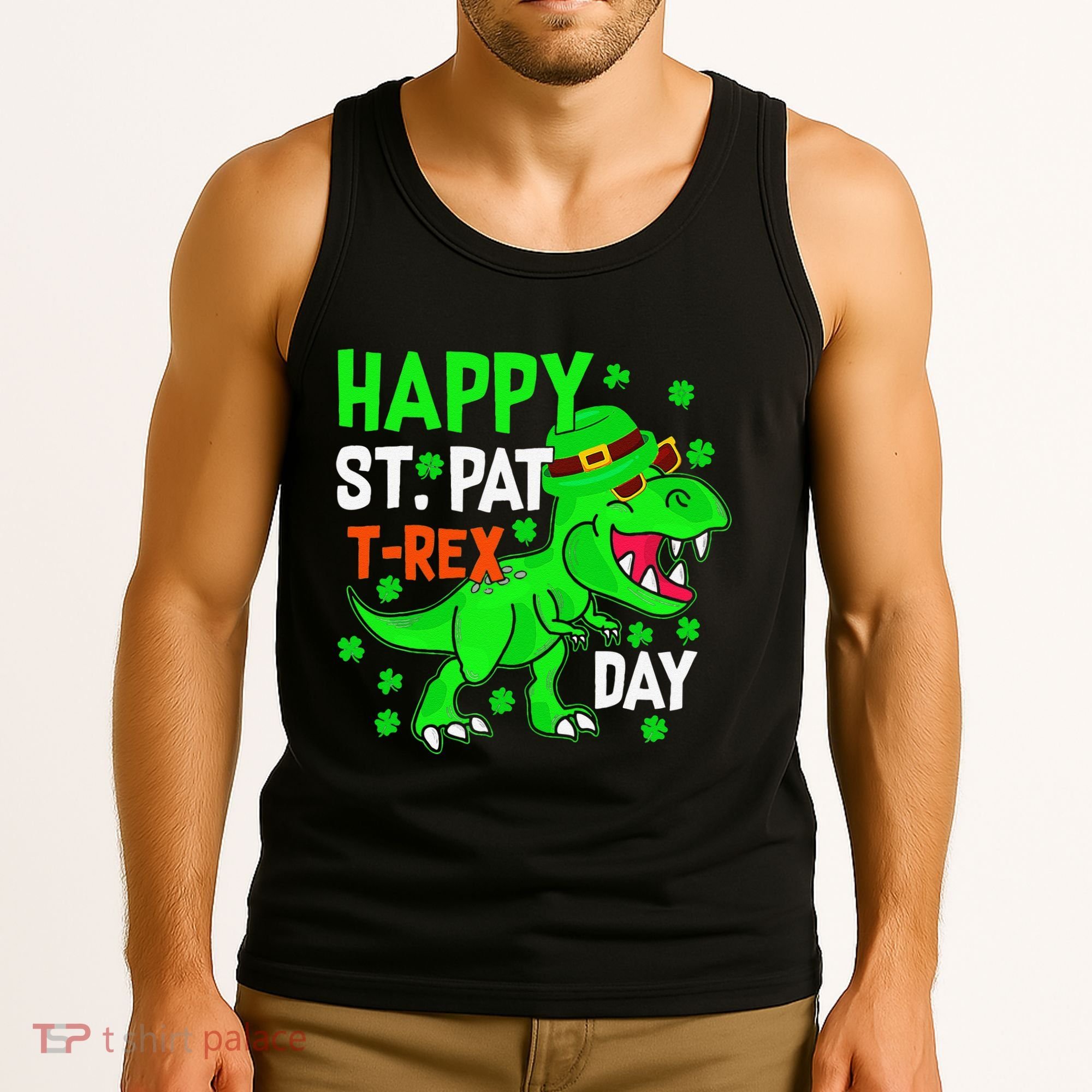 Happy St Pat T Rex Saint Patrick's Day Dinosaurs Happy Cute Tank Top
