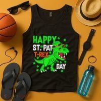 Happy St Pat T Rex Saint Patrick's Day Dinosaurs Happy Cute Tank Top thumb 4