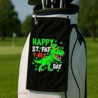 Happy St Pat T Rex Saint Patrick's Day Dinosaurs Happy Cute Golf Towel thumb 2