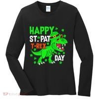 Happy St Pat T Rex Saint Patrick's Day Dinosaurs Happy Cute Women's Long Sleeve Shirt thumb 0