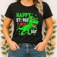 Happy St Pat T Rex Saint Patrick's Day Dinosaurs Happy Cute Women's T-Shirt thumb 2