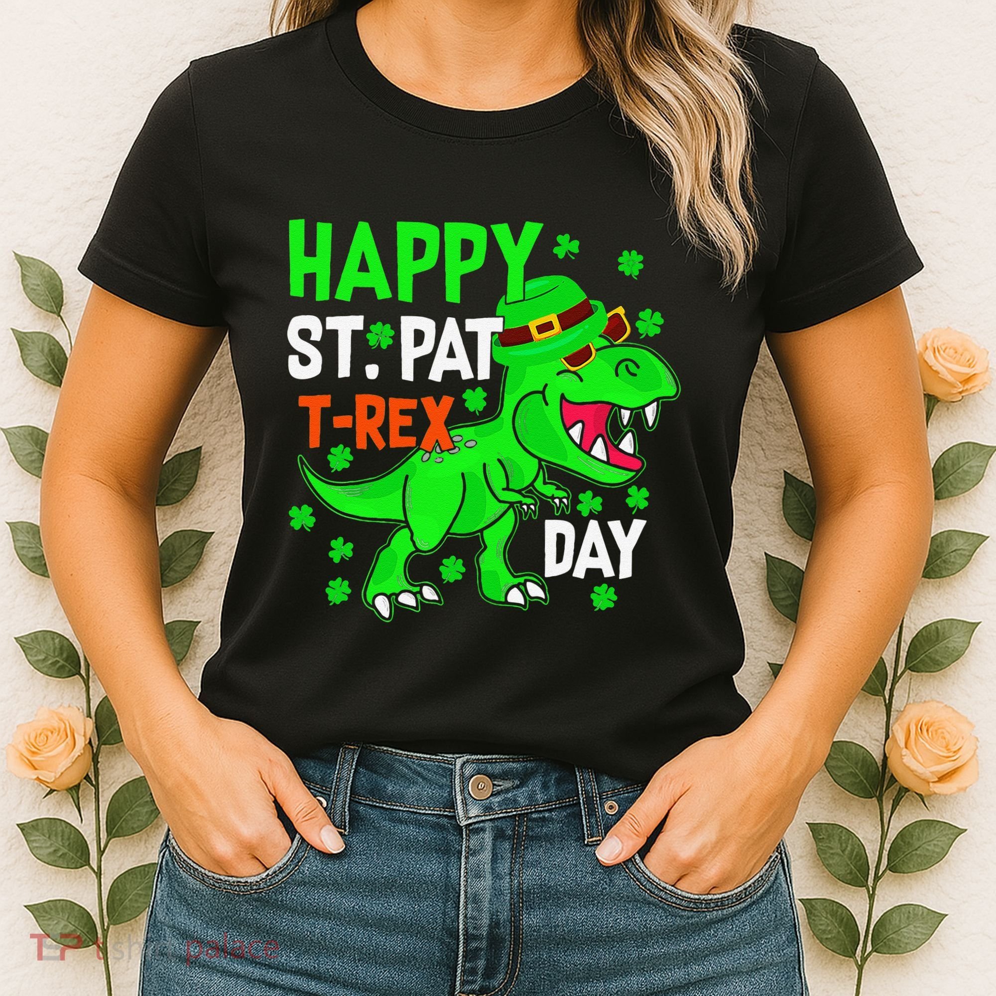 Happy St Pat T Rex Saint Patrick's Day Dinosaurs Happy Cute Women's T-Shirt