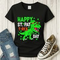 Happy St Pat T Rex Saint Patrick's Day Dinosaurs Happy Cute Women's T-Shirt thumb 3