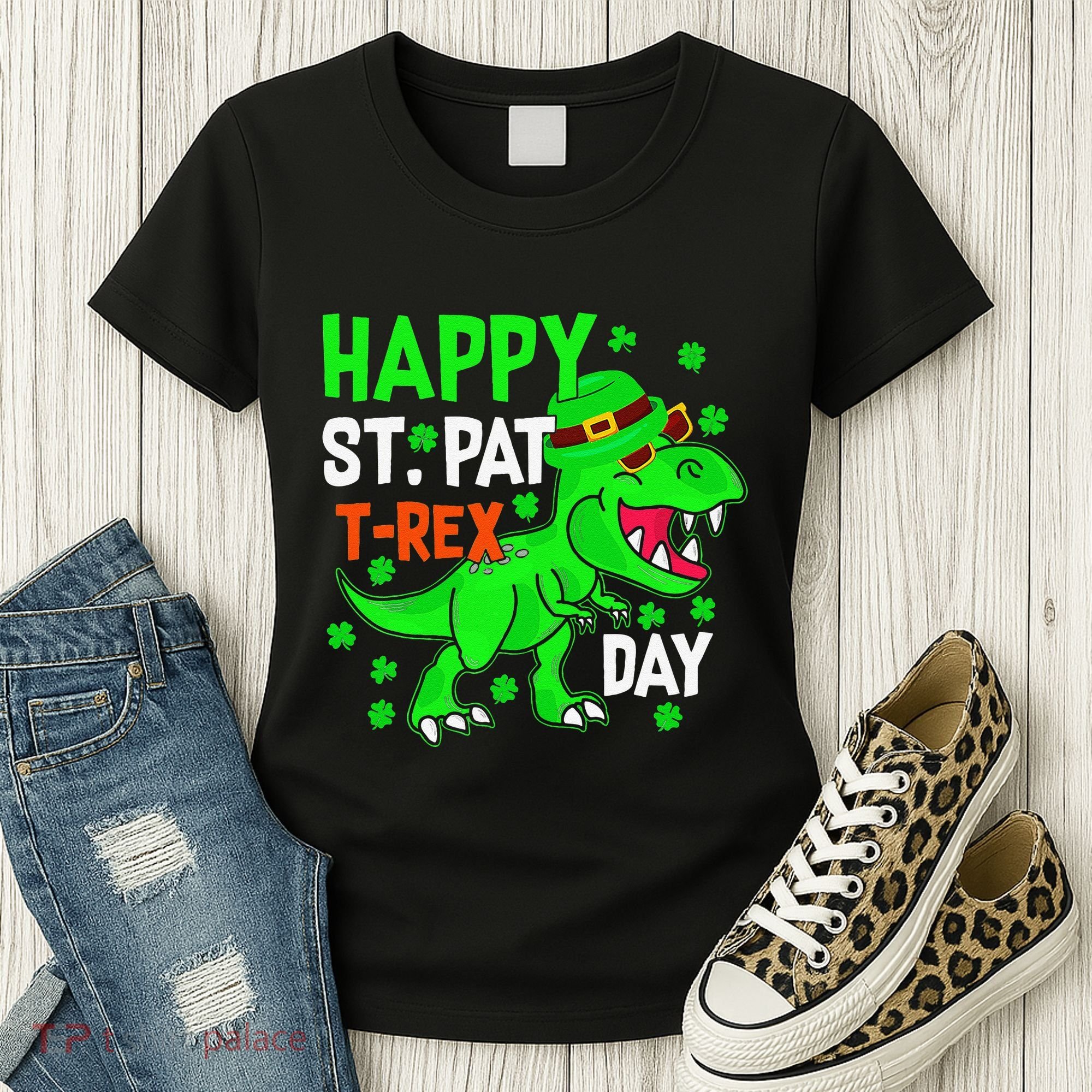Happy St Pat T Rex Saint Patrick's Day Dinosaurs Happy Cute Women's T-Shirt