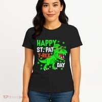 Happy St Pat T Rex Saint Patrick's Day Dinosaurs Happy Cute Women's T-Shirt thumb 4