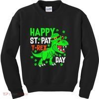 Happy St Pat T Rex Saint Patrick's Day Dinosaurs Happy Cute Kids Sweatshirt thumb 0